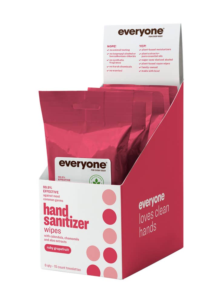 Ruby Grapefruit 15ct Hand Sanitizer Wipes Case Pack of 36 for wholesale by EO + Everyone