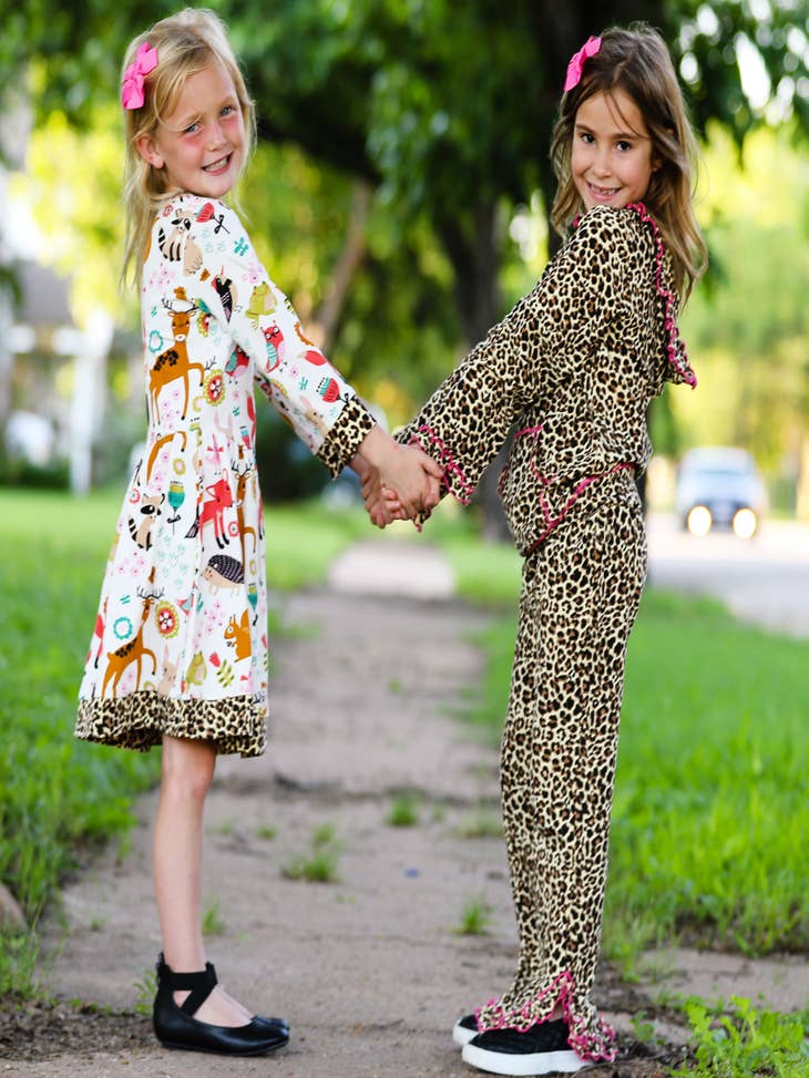 Wholesale Girls Long Sleeve Forest Animals Dress Kids Clothes Prepack for  your store - Faire