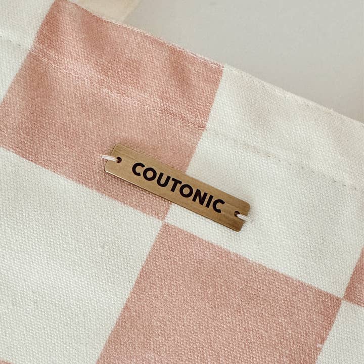 COUTONIC - Wholesale Tote Bag - Women's - Organic Cotton Seashell Pink Checker Tote 2.04