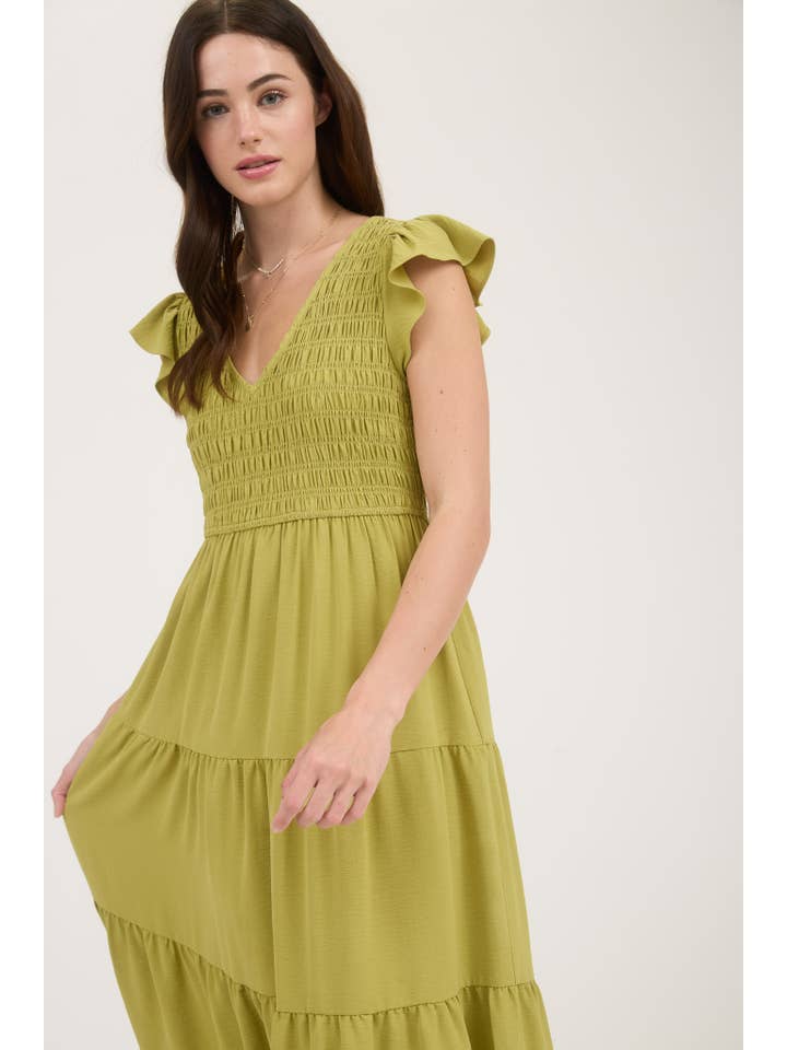 MINE - Wholesale Dress - Women's - FLUTTER SLEEVE MAXI DRESS38