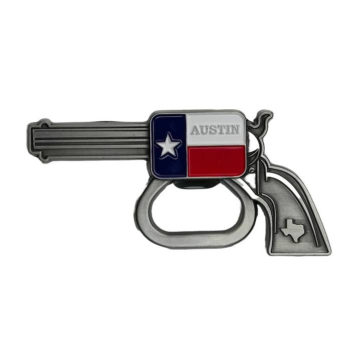 Austin, Texas Pistol Shape Magnet for wholesale by Scruffy's Ventures Inc.