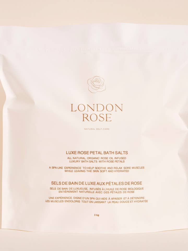 LUXE ROSE PETAL BATH SALTS LARGE FORMAT - 3KG for wholesale by LONDON ROSE