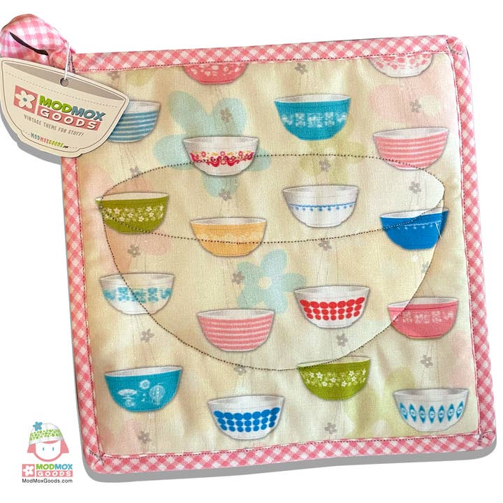 ModMoxGoods - Wholesale Oven Mitt/Pot Holder - Potholder Pyrex Vintage Bowls Collection Kitchen vintage0