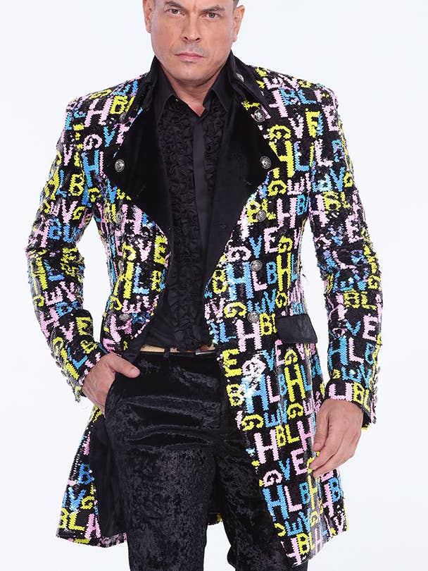 Langer Paillettenmantel Herren, Alphabet für den Großhandel von Angelino