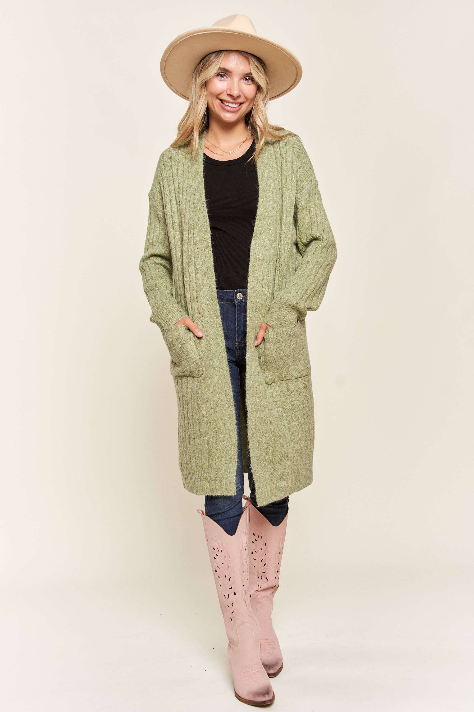 Madelyn - Wholesale Cardigan - Women's - LESW2616-CABLE KNIT OPEN CARDIGAN2