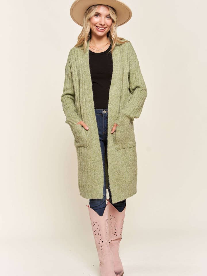 Madelyn - Wholesale Cardigan - Women's - LESW2616-CABLE KNIT OPEN CARDIGAN2