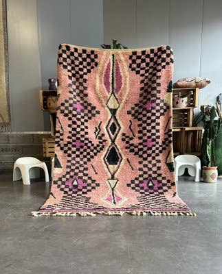 BohoVibeCraft - Wholesale Area Rug - Black Zigzag Diamond Rug Wholesale | Plush Cream Wool