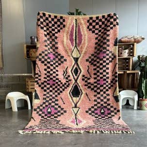 Black Zigzag Diamond Rug Wholesale | Plush Cream Wool for wholesale by BohoVibeCraft