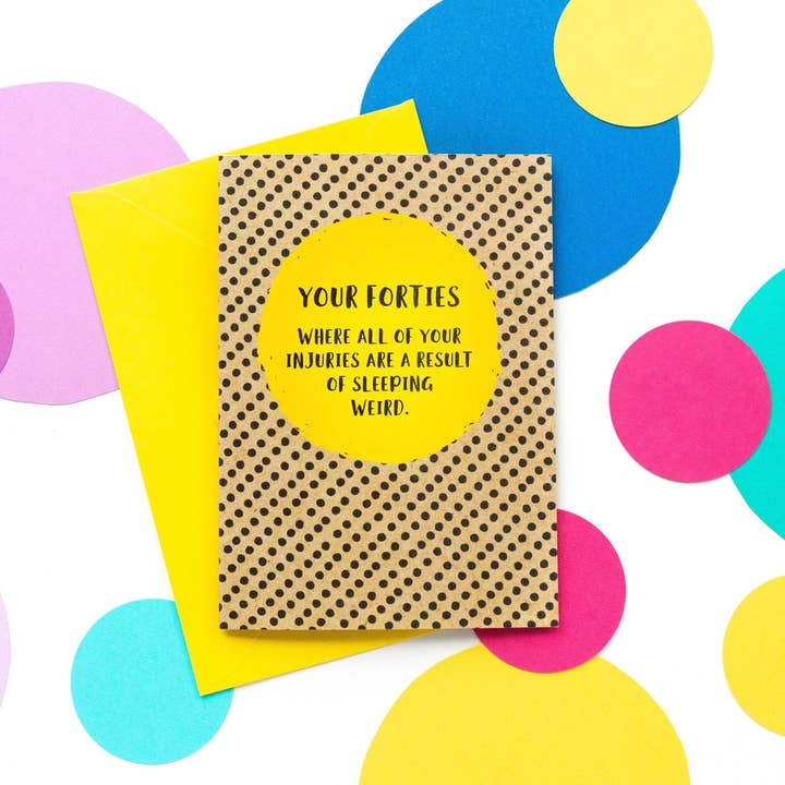 Carte d'anniversaire amusante pour 40e anniversaire - Blessures au sommeil étrange pour la vente par BETTIE CONFETTI