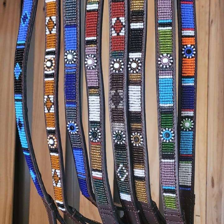 MAASAI CHIEF - Wholesale Pet Collar - Cat/Dog - Beaded Leather Horse browband1