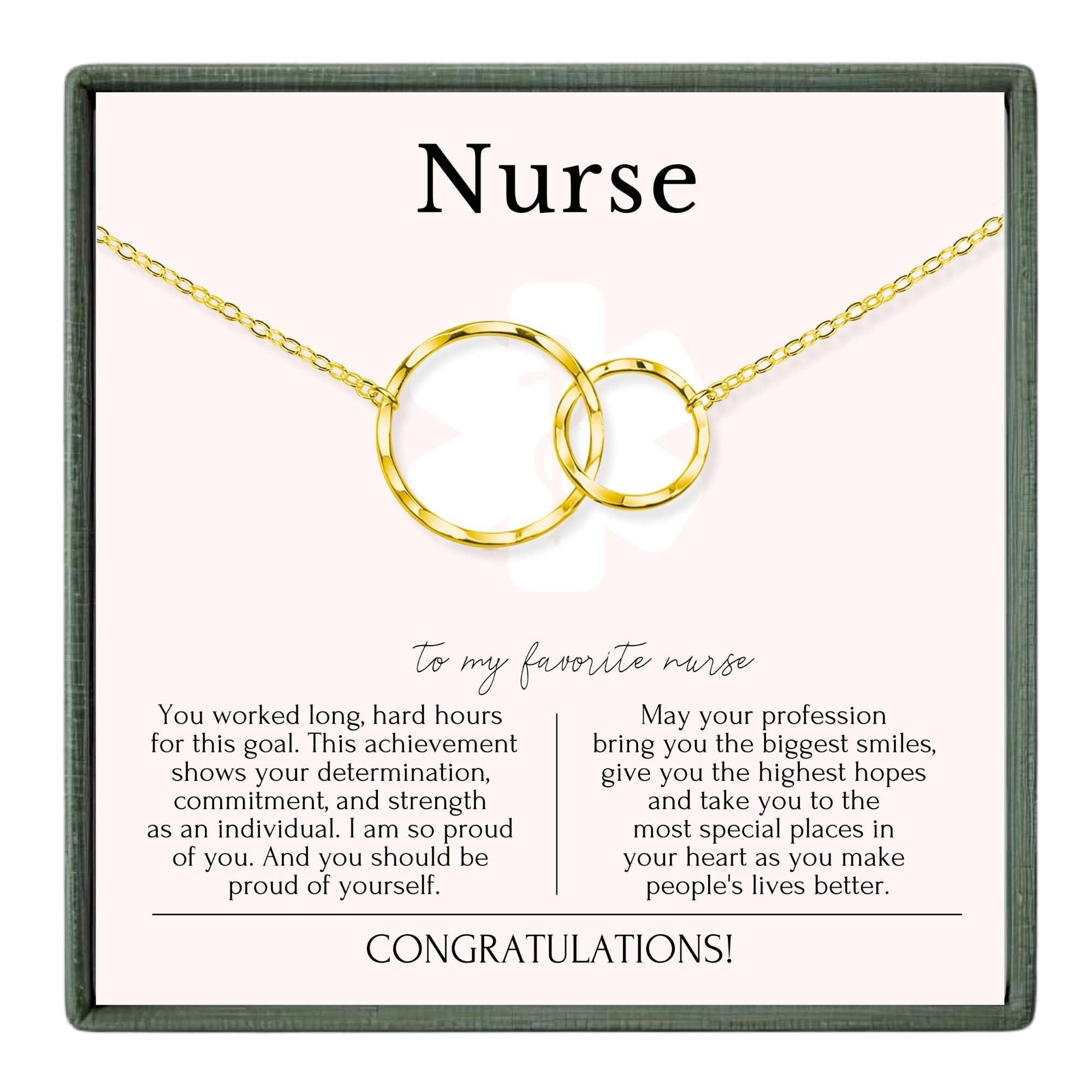 hope love shine - Wholesale Pendant/Charm Necklace - Nurse Graduation Gift RN School Grad Gold 2 Ring Necklace9