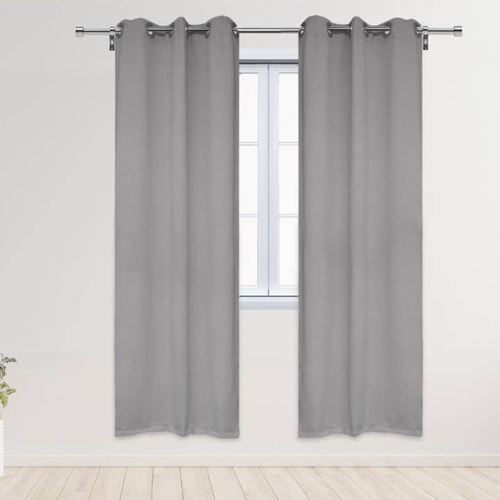 52 X 84 Inch Blackout Polyester Curtains with Grommets Gray - 2 Panels for wholesale by YOUR CHAIR COVERS