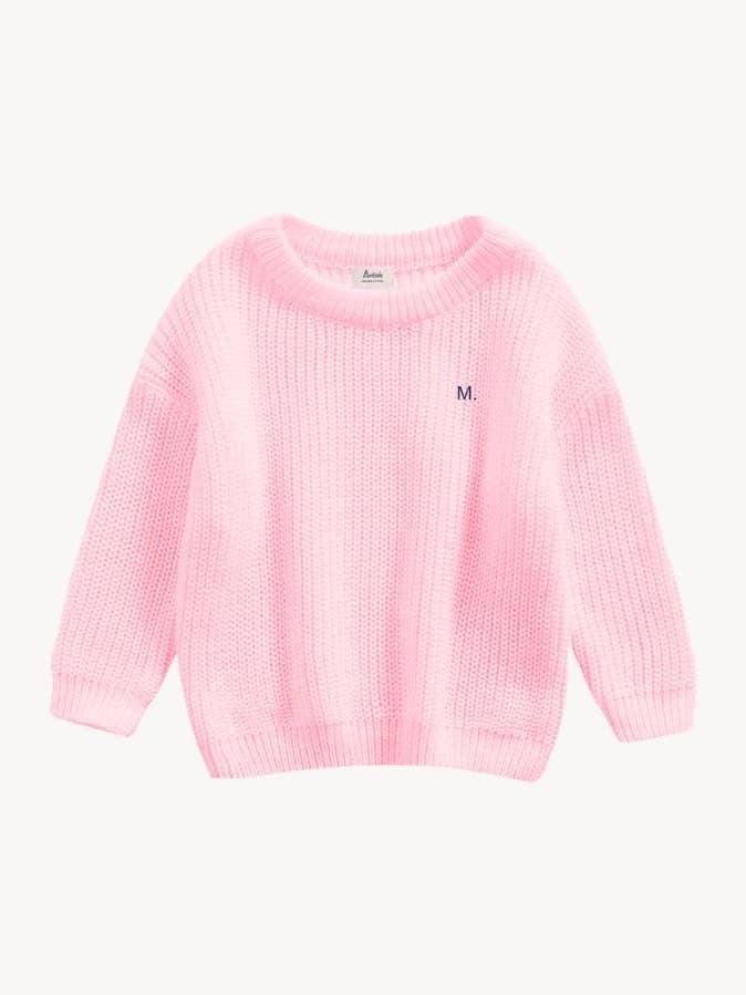 BABY'S & KINDEREN - LICHTROZE JERSEY | MINIMALISTISCH BORDUURWERK voor wholesale door Anitials