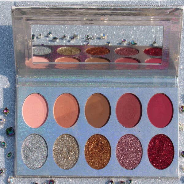 Elise Pink - Wholesale Eyeshadow Palette - Glitter Eyz Eyeshadow Palette with Rhinestones 3