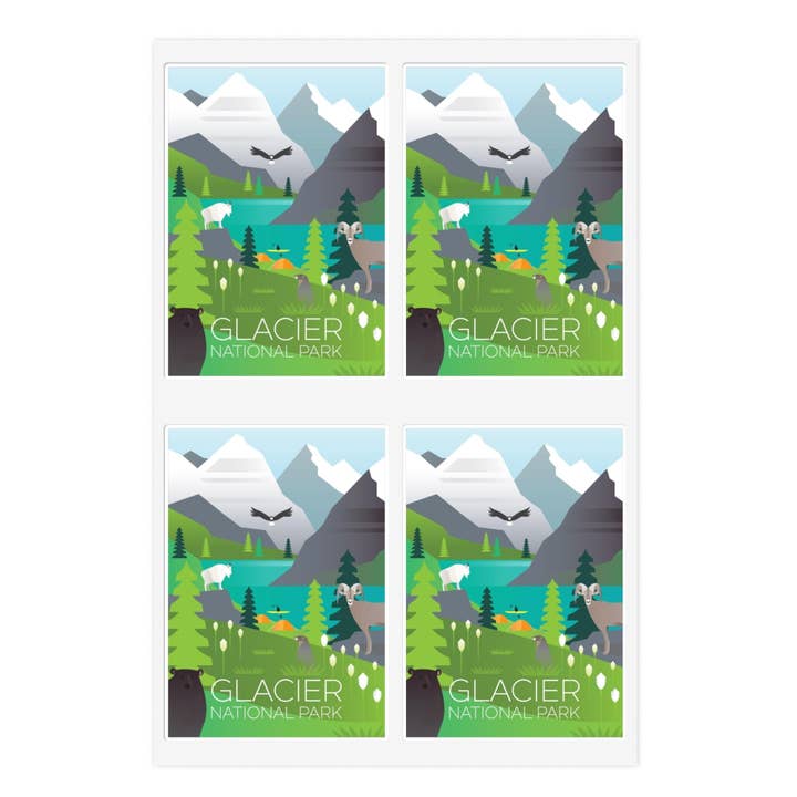 Glacier National Park Sticker Sheet for wholesale by Max & Oscar