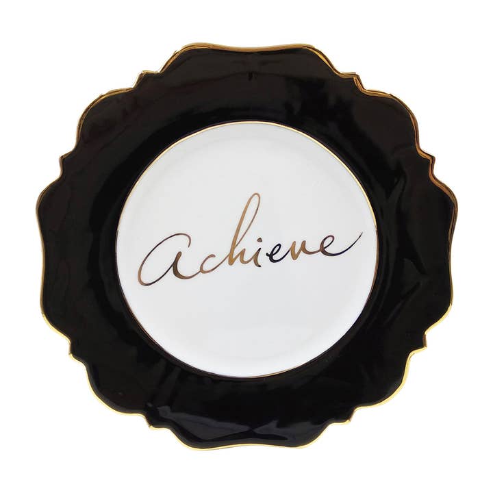 Black 'Achieve' Side Plate for wholesale by LyndalT