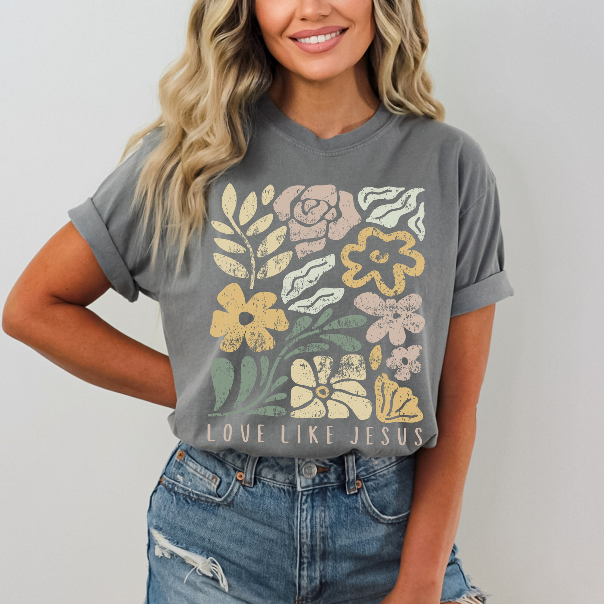 Scripted Pearl - Wholesale Screen Printed T-Shirt - Women's - Love Like Jesus Comfort Colors Christian Graphic T Shirt2