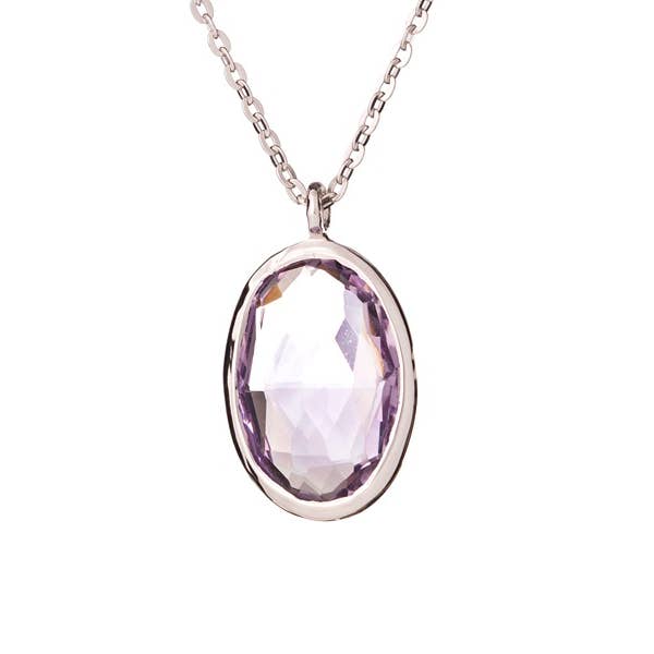 Collier améthyste violette, argent 925, longueur 42 + 3 cm pour la vente par OPALOOK France