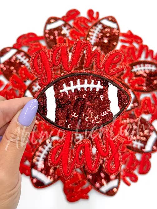 red game day football sticker adhesive patch stadium bag for wholesale by ABLNco