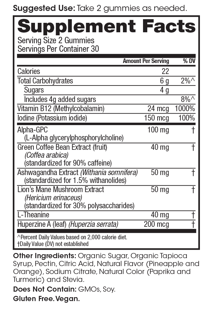 Winged – Suplemento/vitamina oral por atacado – Rise Up: Gomas Energy + Focus3