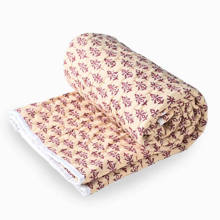 Thread To Form - Wholesale Quilt - Hydrangea Hand Block Printed Quilt