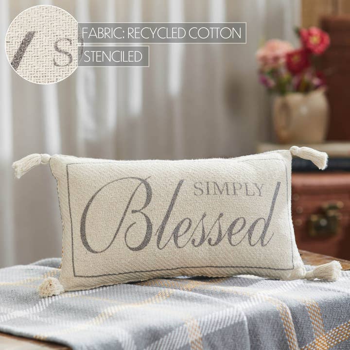VHC Brands - Wholesale Throw/Decorative Pillow - Harvest Blessings Simply Blessed Woven Pillow 7x13
