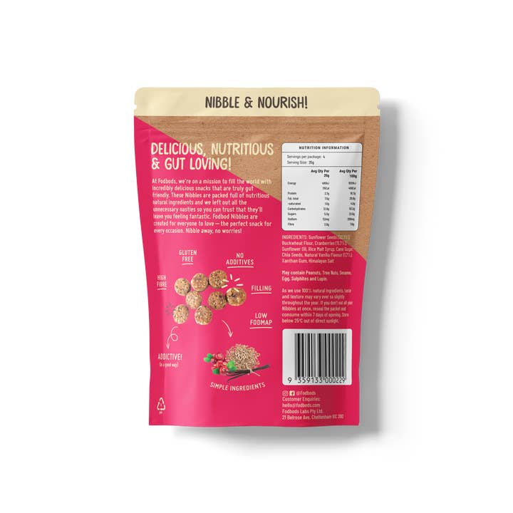Fodbods - Wholesale Chocolate-covered sweets - Fodbod Nibbles – Cranberry Vanilla – 100g1
