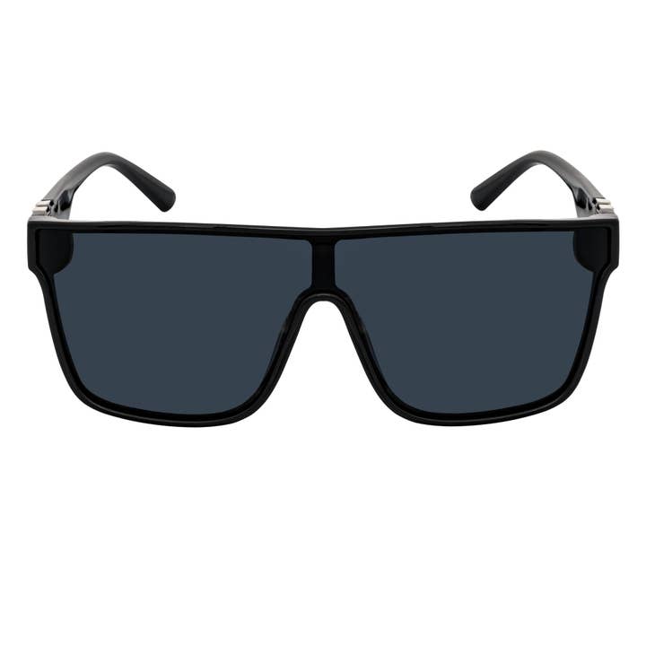 SYFY - Futuristic Square Flat Top Shield Sunglasses Black Smoke Lens for wholesale by Morspecs