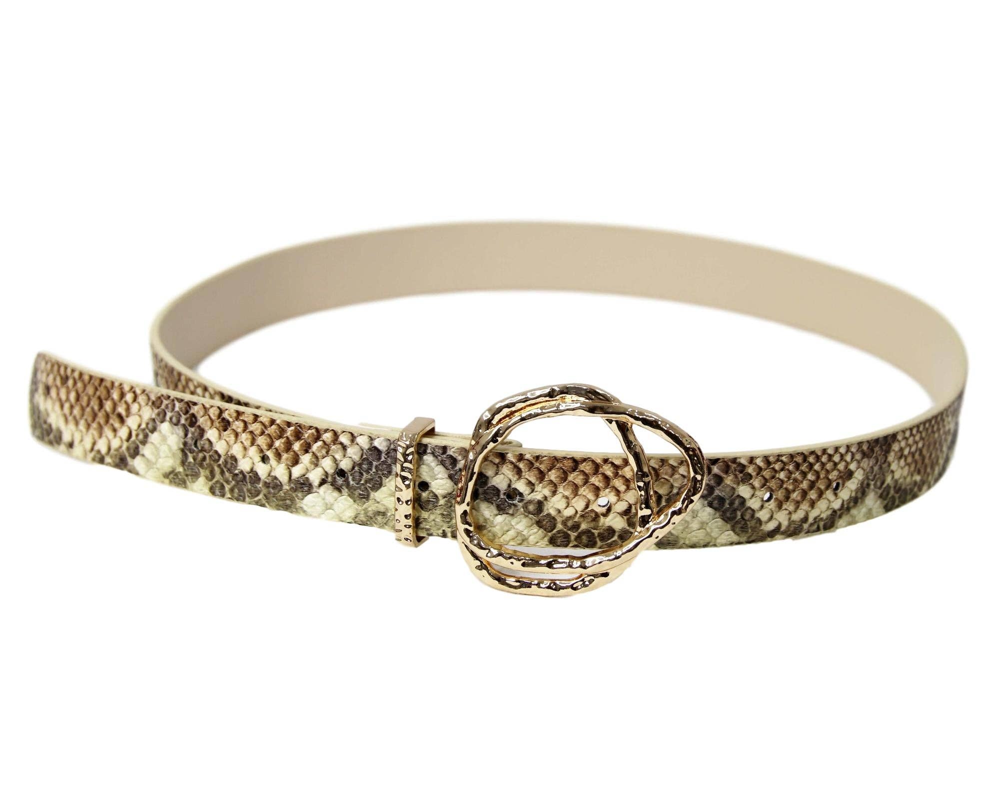 brown snake print belt