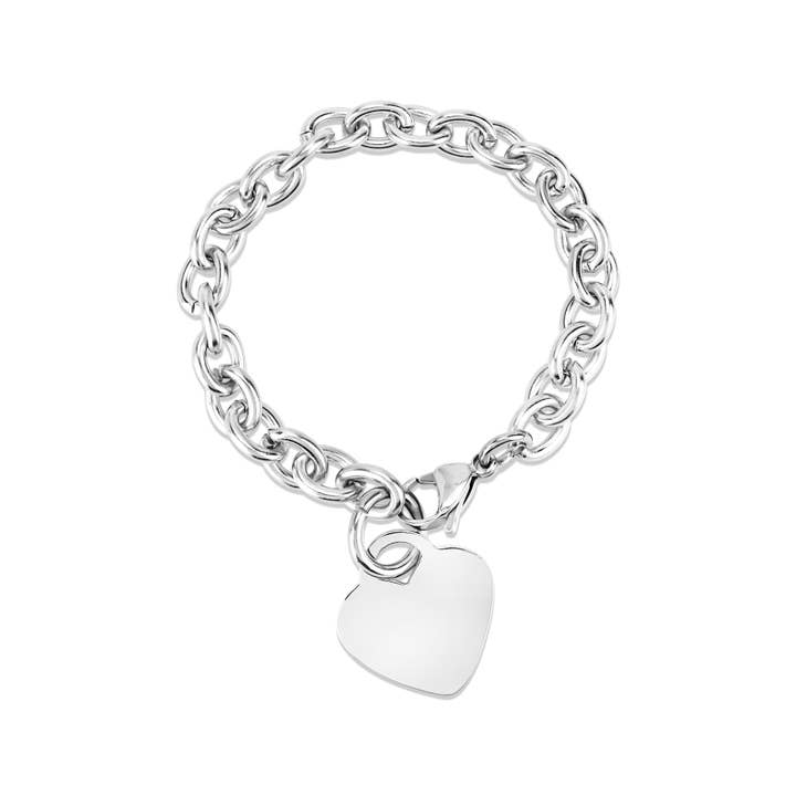WJW - Venta al por mayor Pulseras de abalorios/colgantes - Pulsera de corazón en blanco de acero inoxidable