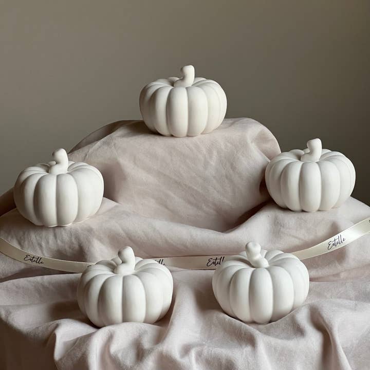 Estelle Studio - Wholesale Decorative Tabletop Object - Cute Autumn Pumpkin Stone Decor