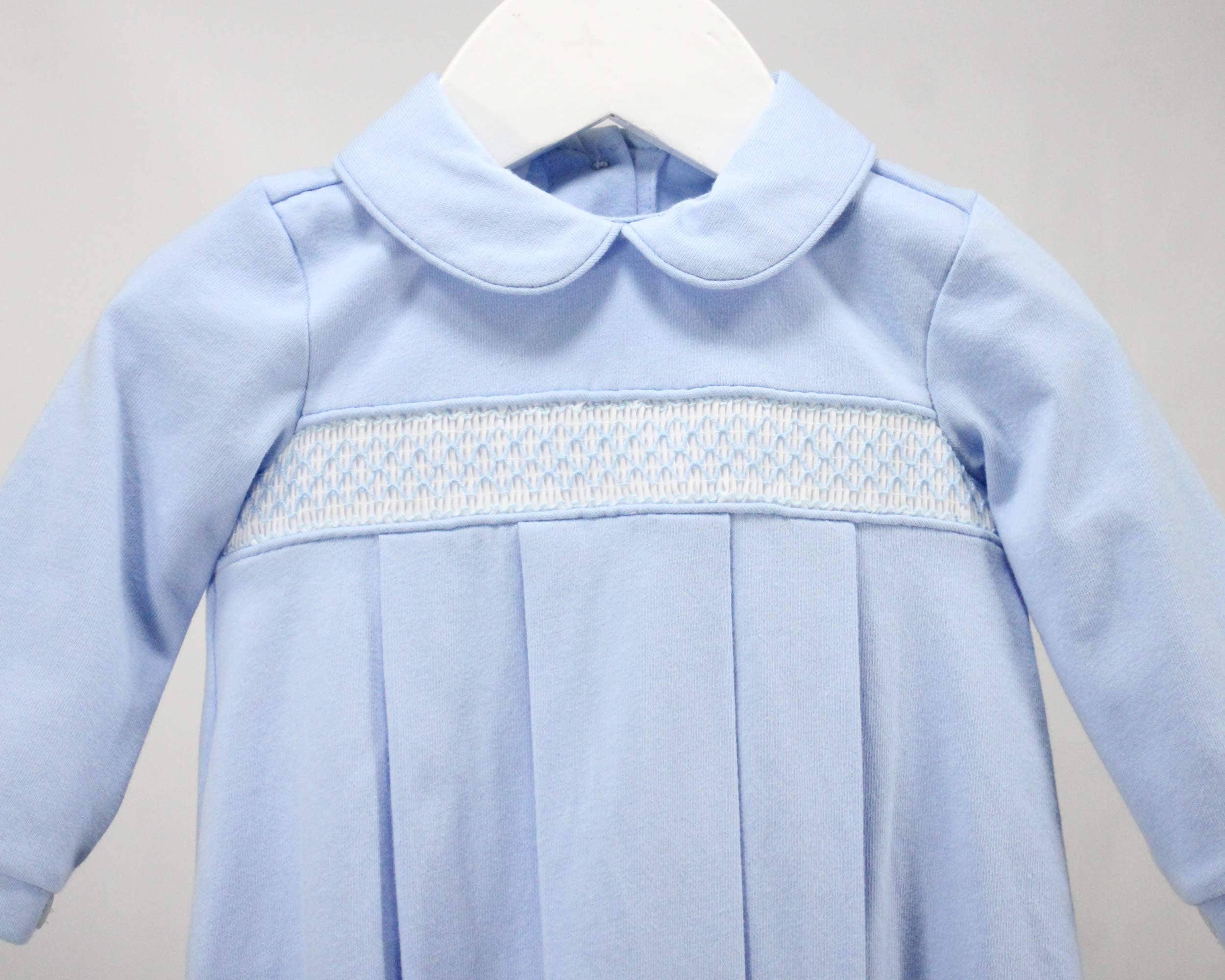 Baby Blessings Clothing - Vente Gigoteuse – bébé - Robe Levi géométrique bleue et blanche2