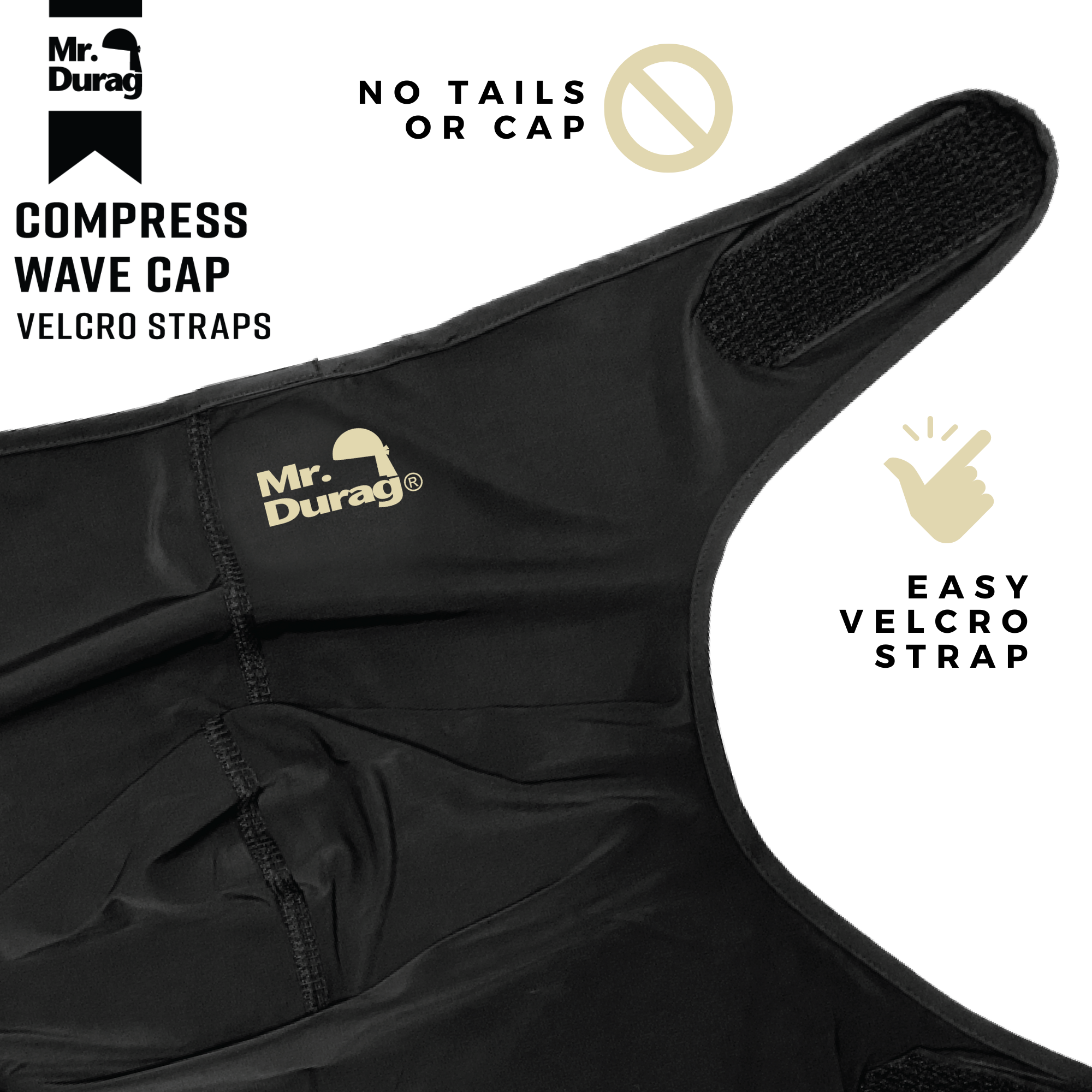 Annie International, Inc. - Wholesale Hair Towel/Wrap - Mr. Durag Spandex Velcro Compress Wave Cap, Black3