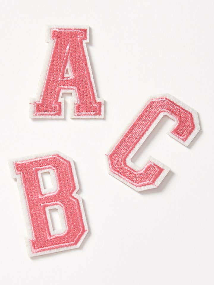Pink Varsity Letter Patch for wholesale by Little Bipsy