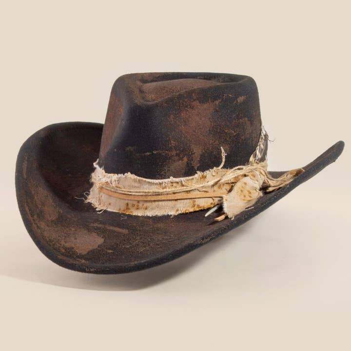 Rustic Feather Strap Western Cowboy Hat for wholesale by Anarchy Street