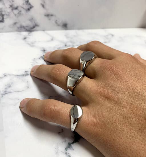 Charmin's Ringen – wholesale Signet ring – Charmin's UNI Men's Signet Ring Square and Oval Steel R9682