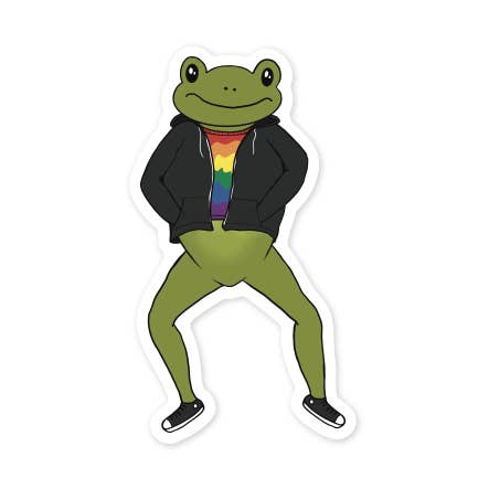 Subtle LGBTQ+ Pride Frog Vinyl Sticker for wholesale by Campfires & Coffee