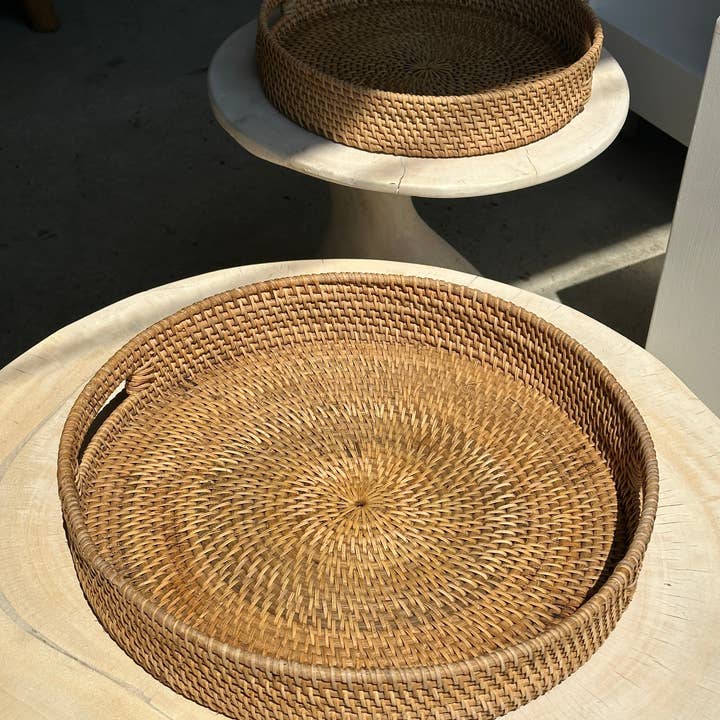 Office Objets - Wholesale Basket - Set of three handcrafted Indonesian wicker baskets in natural rattan (caramel)70