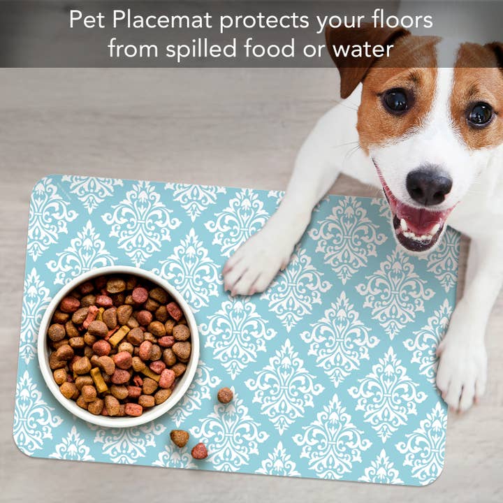 CounterArt/Highland Home/Thirstystone - Vente Tapis de gamelle – chien - Tapis pour animaux de compagnie en plastique souple imperméable facile d'entretien « Damask »2