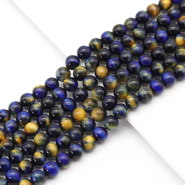 BestBeads&Beyond - Venta al por mayor Cuentas - ¡¡¡Exclusivo!!! Ojo de tigre azul amarillo de alta calidad, Sku #UA309