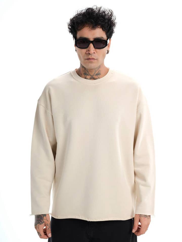 Stone Relaxed Fit Sweatshirt 6435stone for wholesale by Monocloth