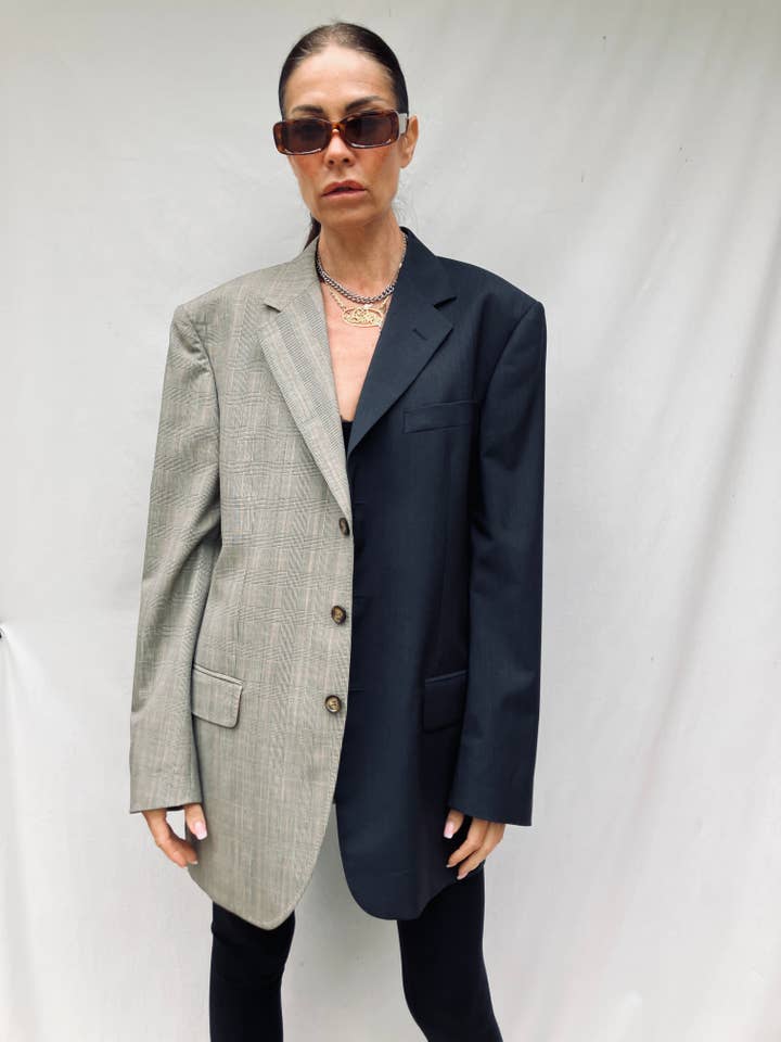 LOLADARLING – wholesale Blazer – Women's – BLACK AND PRINCE OF WALES TAILORED BLAZER JACKET