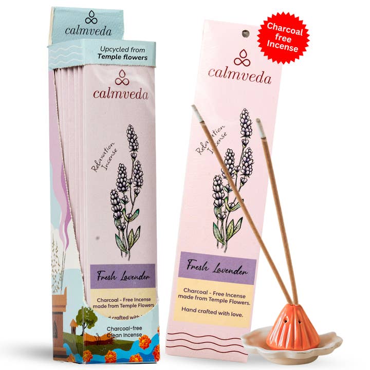 Calmveda Incense & Aromatherapy - Wholesale Incense - Fresh Lavender Charcoal free Incense Display set-10x12 Stick