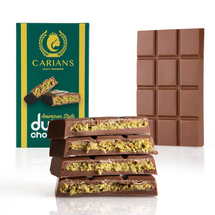 Viral Premium Dubai Chocolate Bar - Best Seller 3.13 oz  for wholesale by Carian's Bistro Chocolates