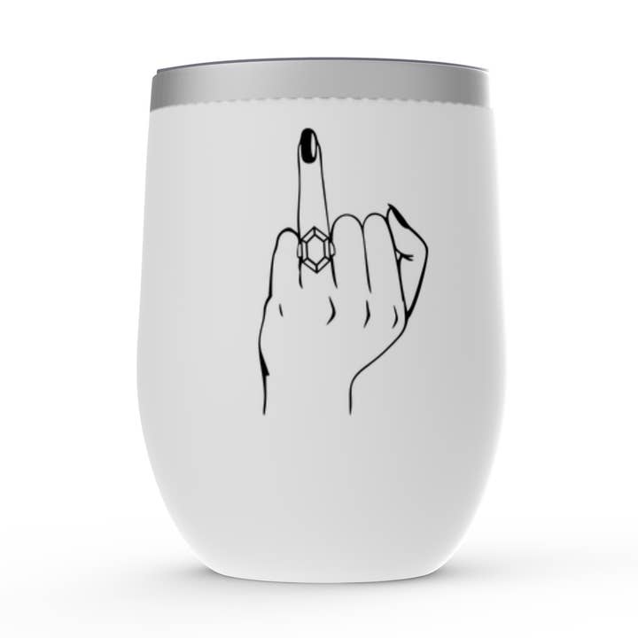 Bride Wedding Ring Finger Stainless Steel Wine Tumbler for wholesale by blush paper co