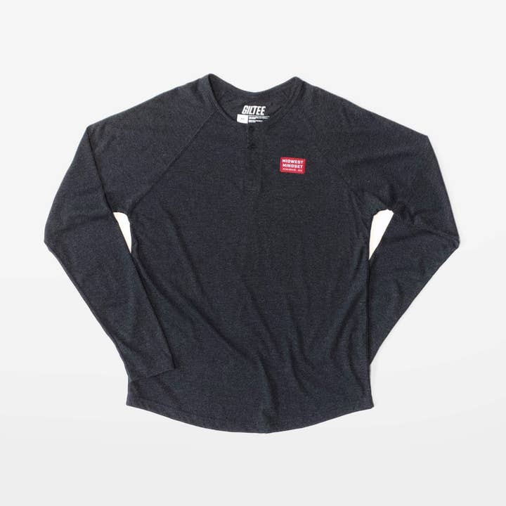 Henley a maniche lunghe unisex The Label - Vintage Black per la vendita all'ingrosso da parte di Giltee