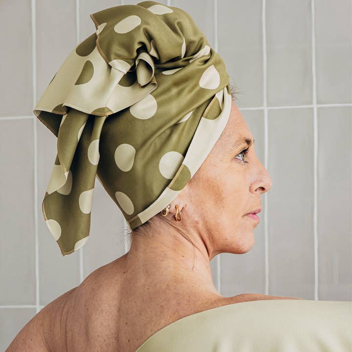 Arpe - Wholesale Bath Towel - Towel Dots Olive Green