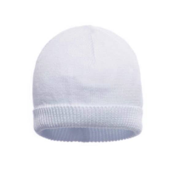 Bonnet bébé en tricot blanc 100 % coton pour la vente par Minutus