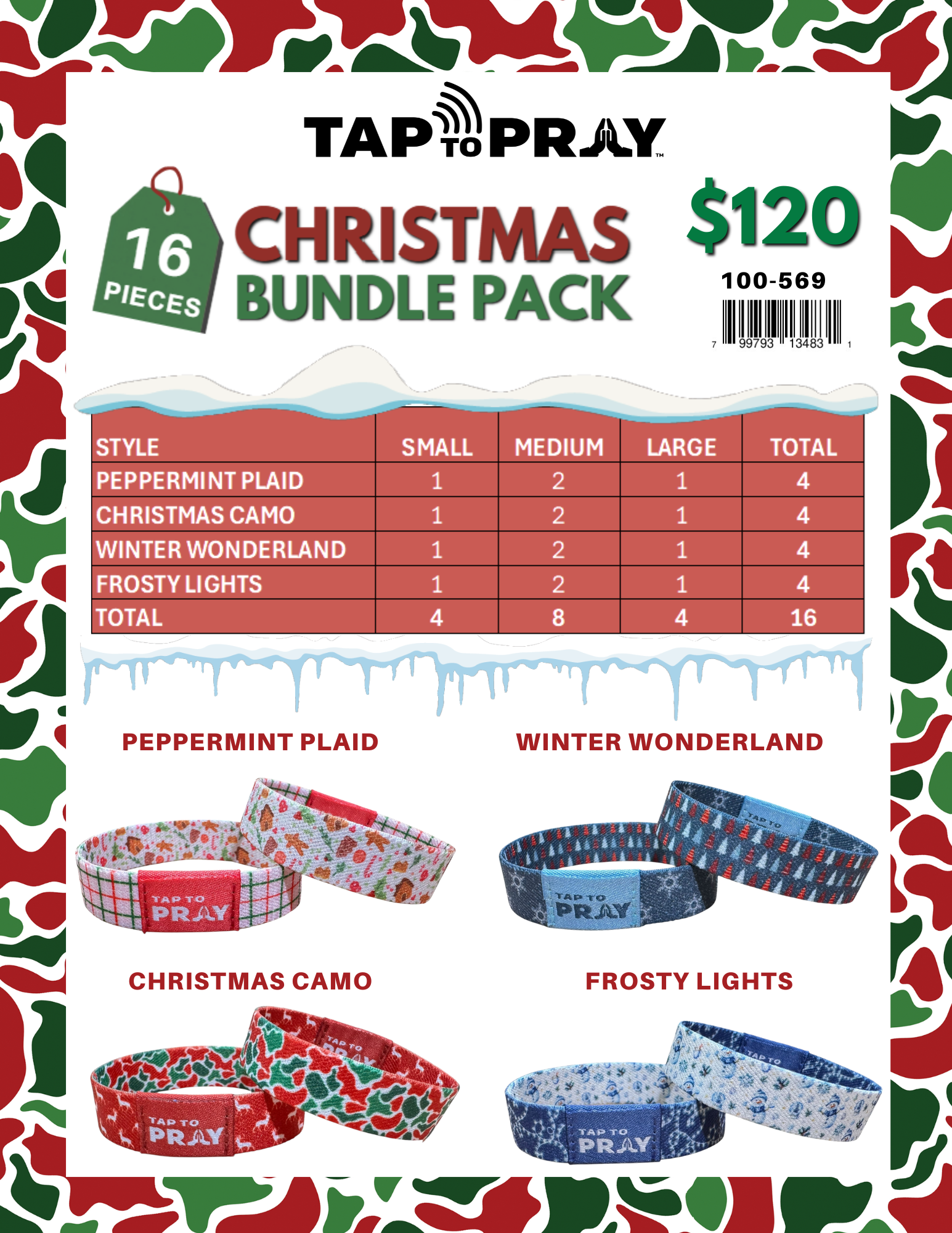 Versible - Wholesale Wristband - 16 Piece Christmas Bundle Pack - While Supplies Last0