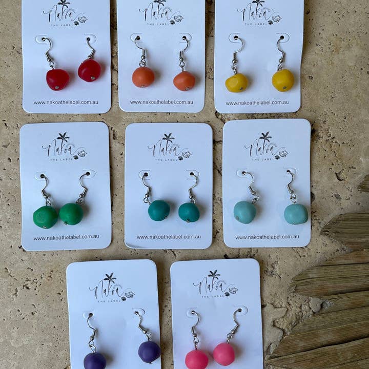Nakoa The Label - Wholesale Dangle earrings - Resin Bead Hook Earrings - Haleiwa - Red1
